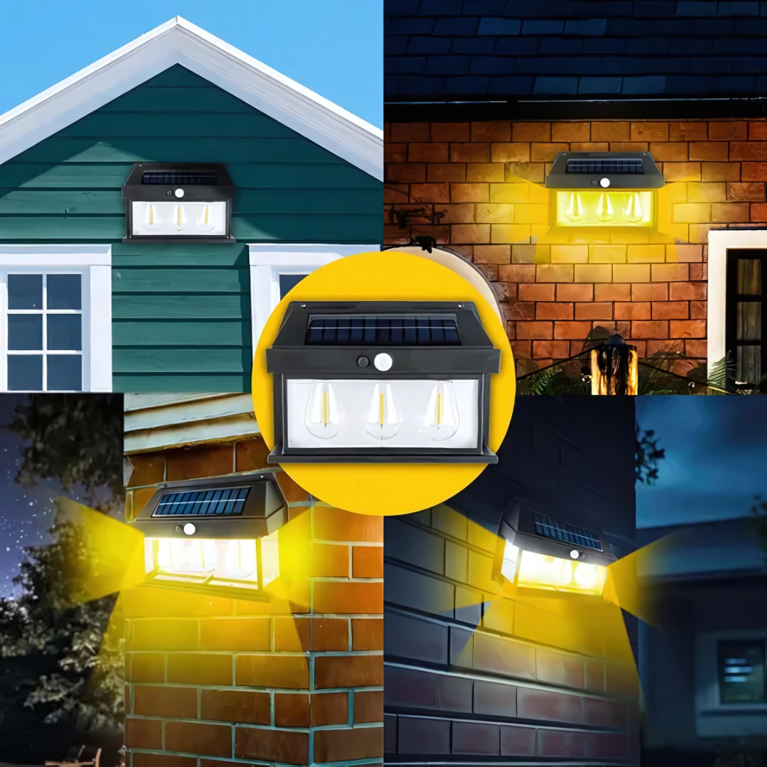 LÁMPARA SOLAR DE PARED LED CON SENSOR DE MOVIMIENTO – Iluminación automática y sin cables