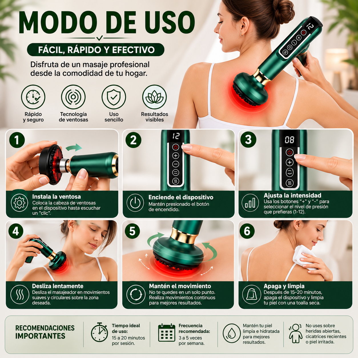 MASAJEADOR ELÉCTRICO CON VENTOSAS – Masaje y piel firme