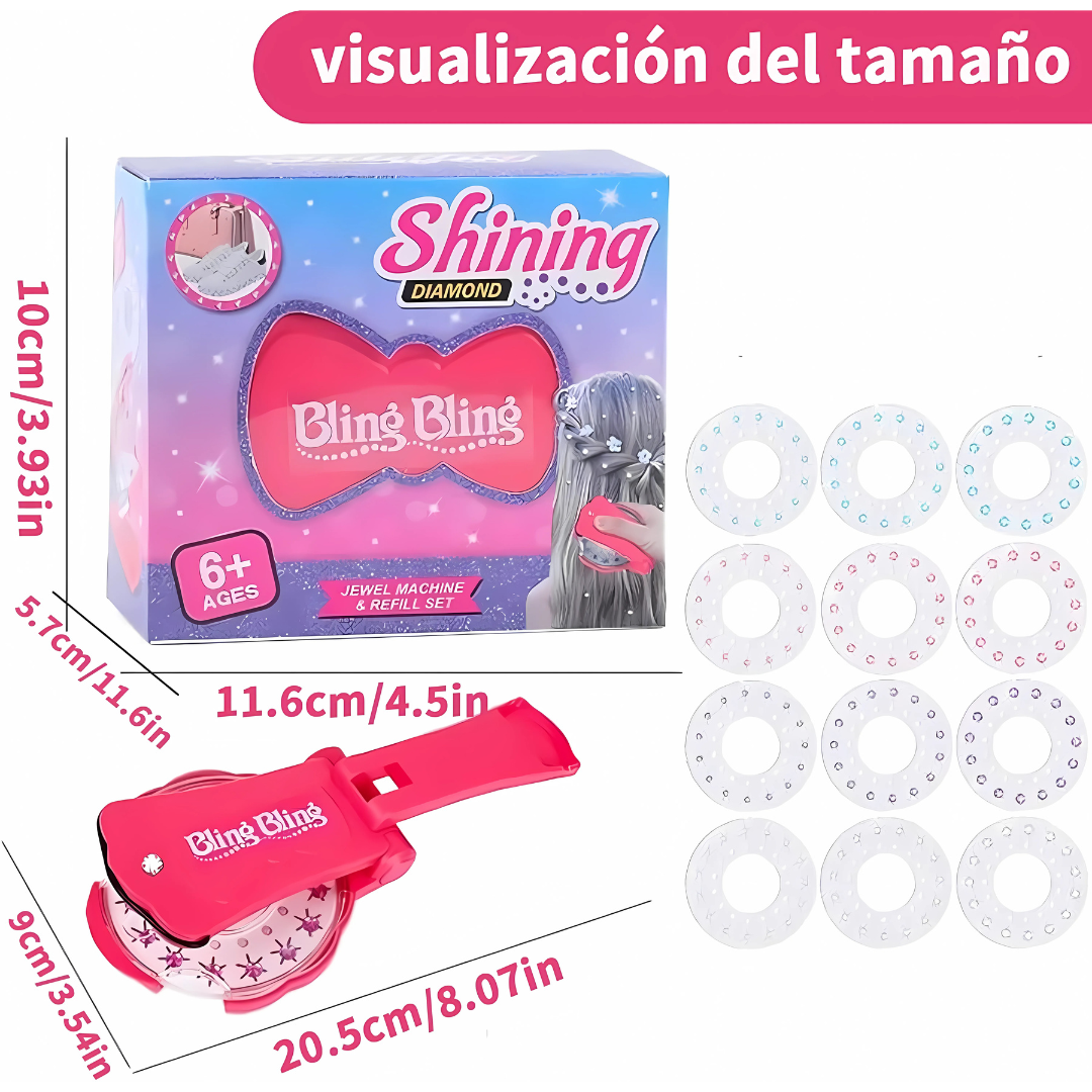 ENGRAPADORA DE BRILLOS (JUEGO DE GEMAS PARA CABELLO) – Decora tu cabello en segundos y brilla con estilo