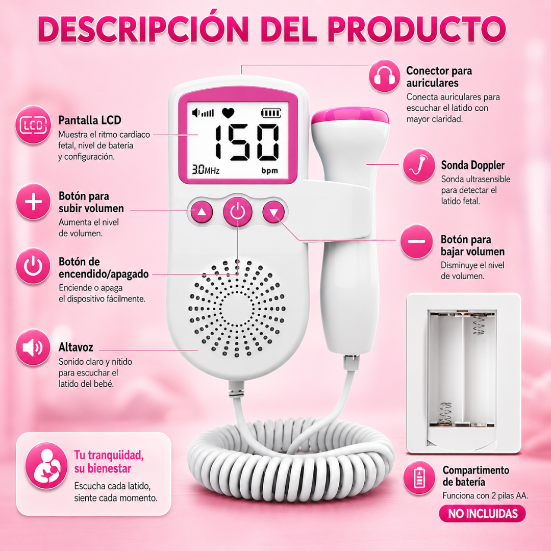 DOPPLER FETAL – Escucha los latidos de tu bebé y conecta con su vida desde casa
