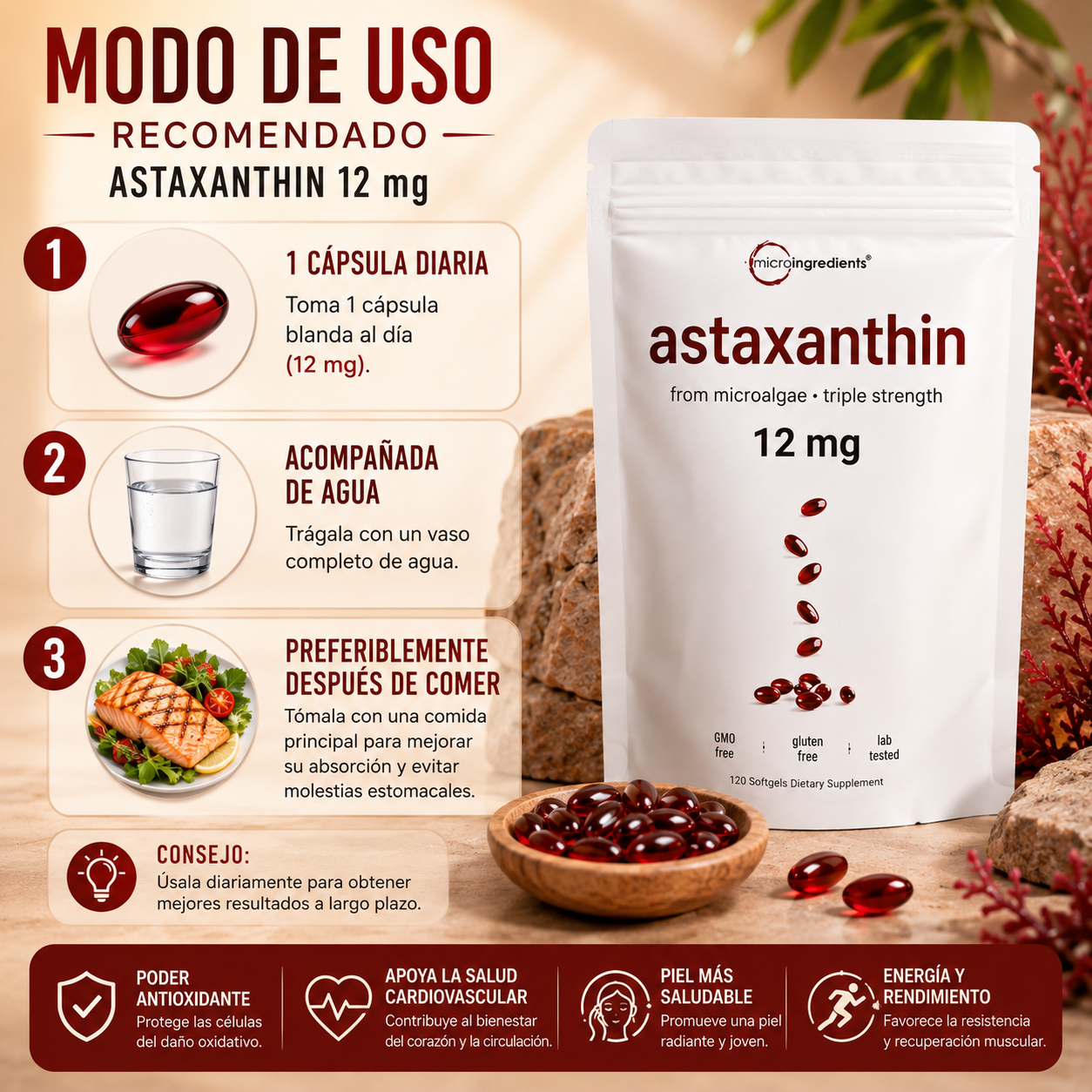 ASTAXANTHIN EN SOFTGELS – Apoyo antioxidante e inmune