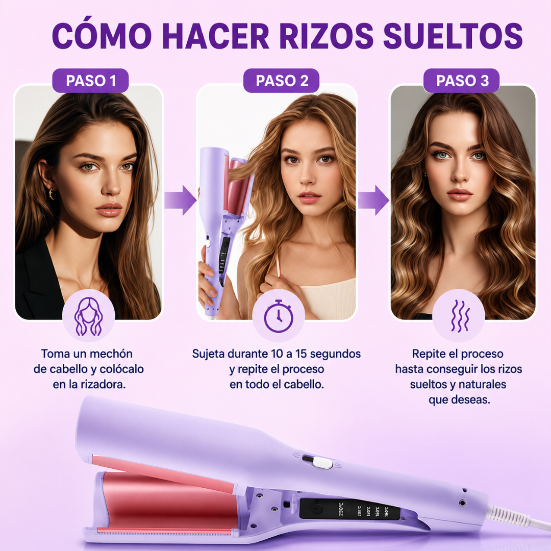 RIZADOR DE CABELLO ONDULADO – Ondas definidas y naturales en minutos, sin complicarte