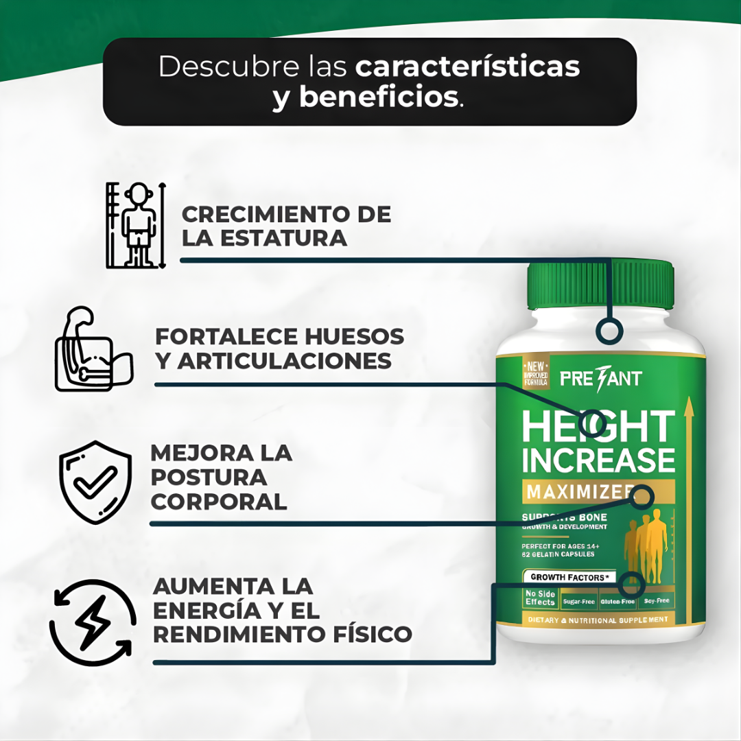 HEIGTH INCREASE MAXIMIZER *62 CAPSULAS – Apoyo nutricional para crecimiento y bienestar diario