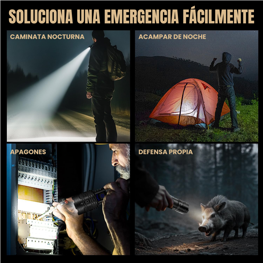 LINTERNA DE DEFENSA PERSONAL CON TASER ELECTRICO – Iluminación extrema, alcance superior y seguridad en cada momento