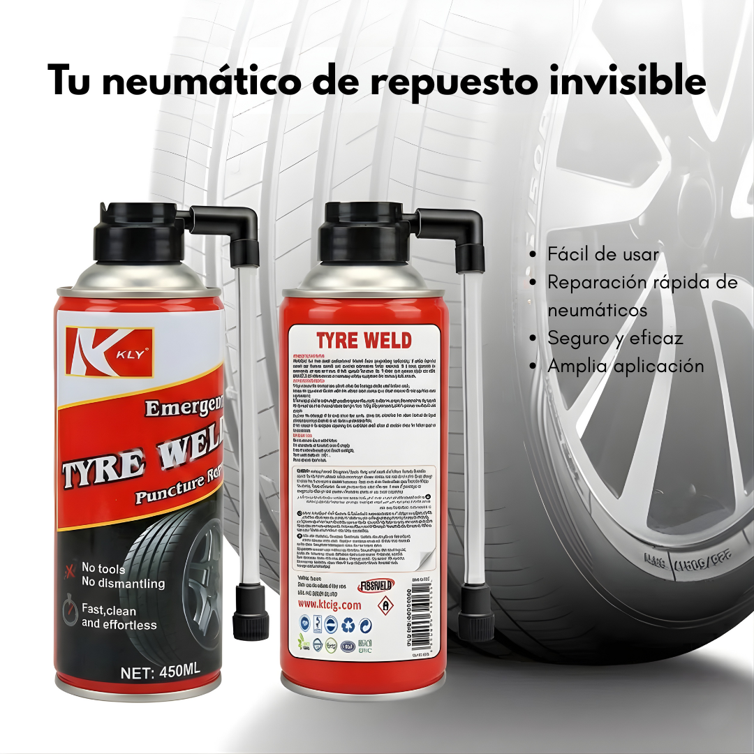 TYRE WELD – Reparación instantánea de llantas, sellado eficaz y movilidad inmediata