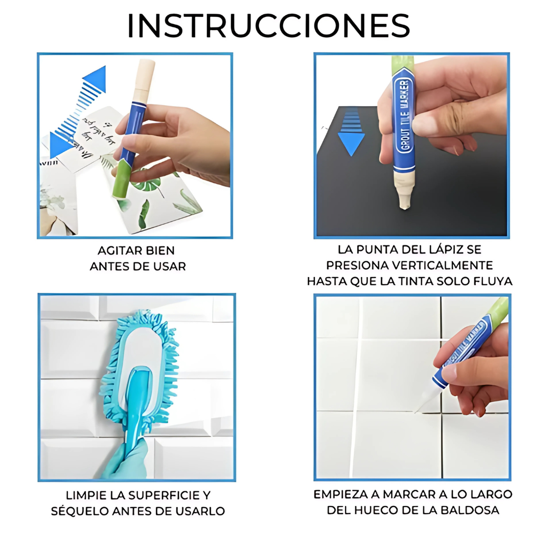 Pack 2 Und. Marcador de Azulejos TileLine Restore - Soluciona grietas, moho y suciedad con una sola pasada.