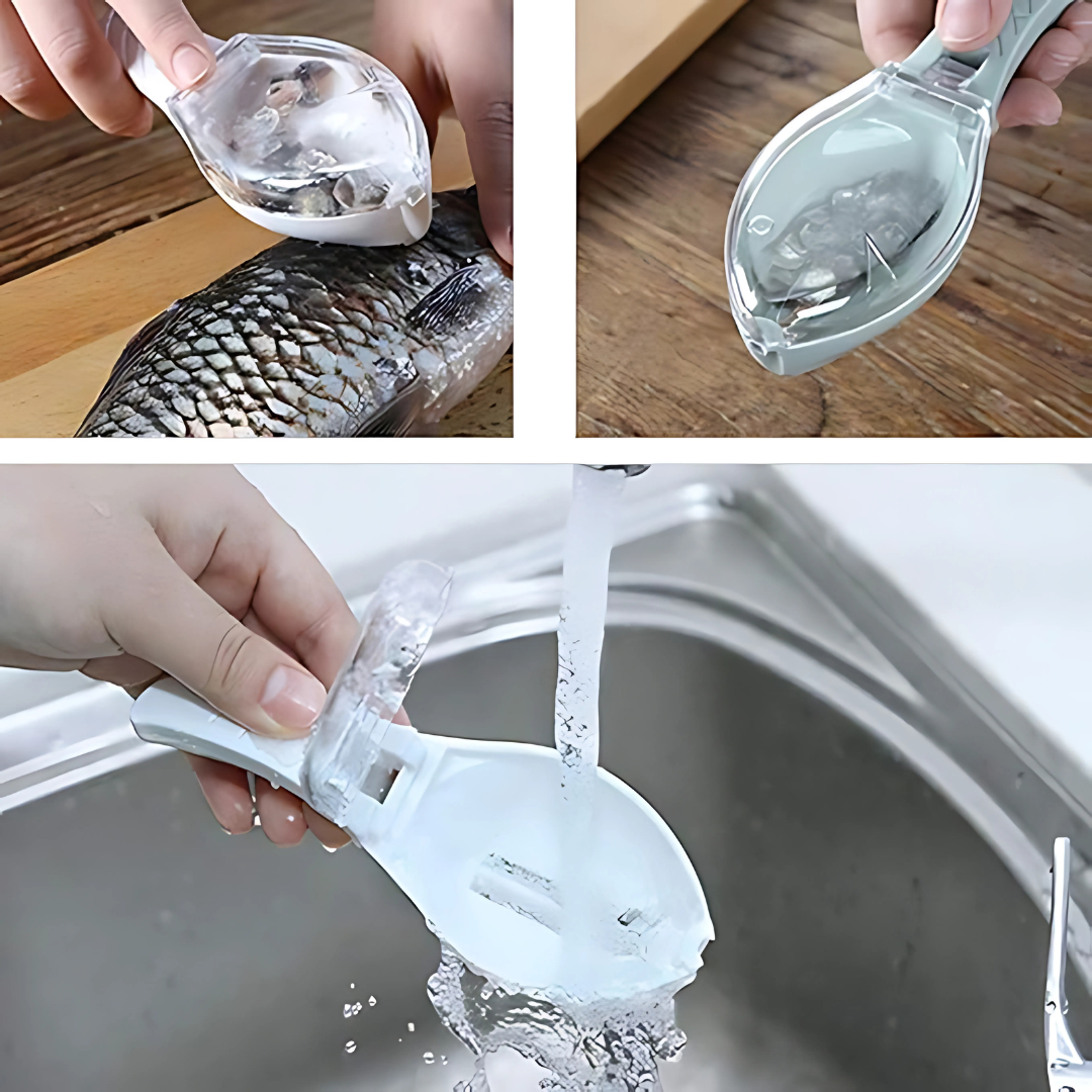Descamador de Pescado con Depósito – Quita escamas sin ensuciar