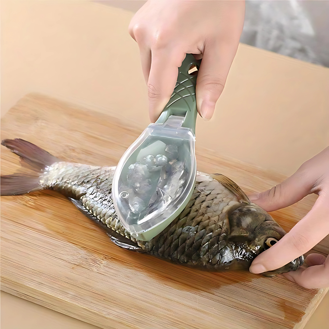 Descamador de Pescado con Depósito – Quita escamas sin ensuciar