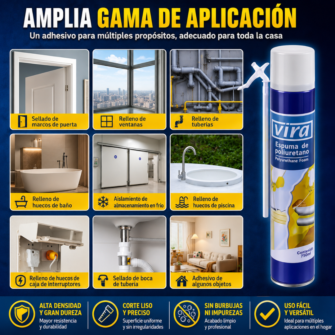 ESPUMA DE POLIURETANO – Sella, rellena y aísla espacios