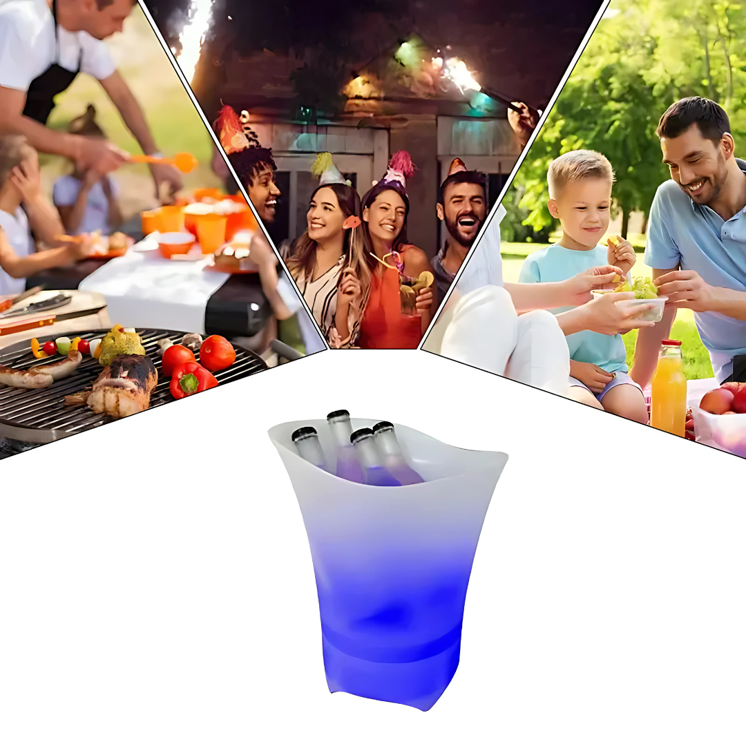 Hielera Parlante FrostVibe™ Bucket - nfría tus cervezas y enciende la fiesta: todo en un solo balde.