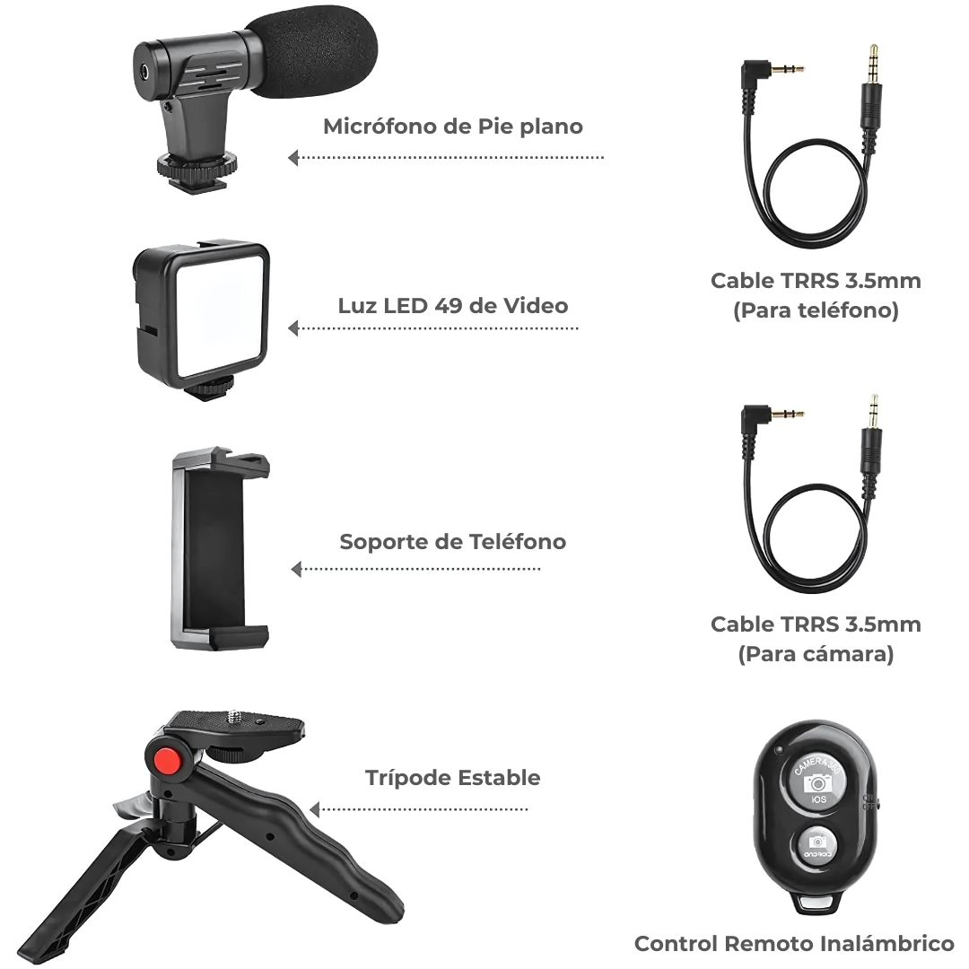 Kit Vlogger ProStream™ - Transforma cualquier lugar en tu propio estudio de grabación portátil