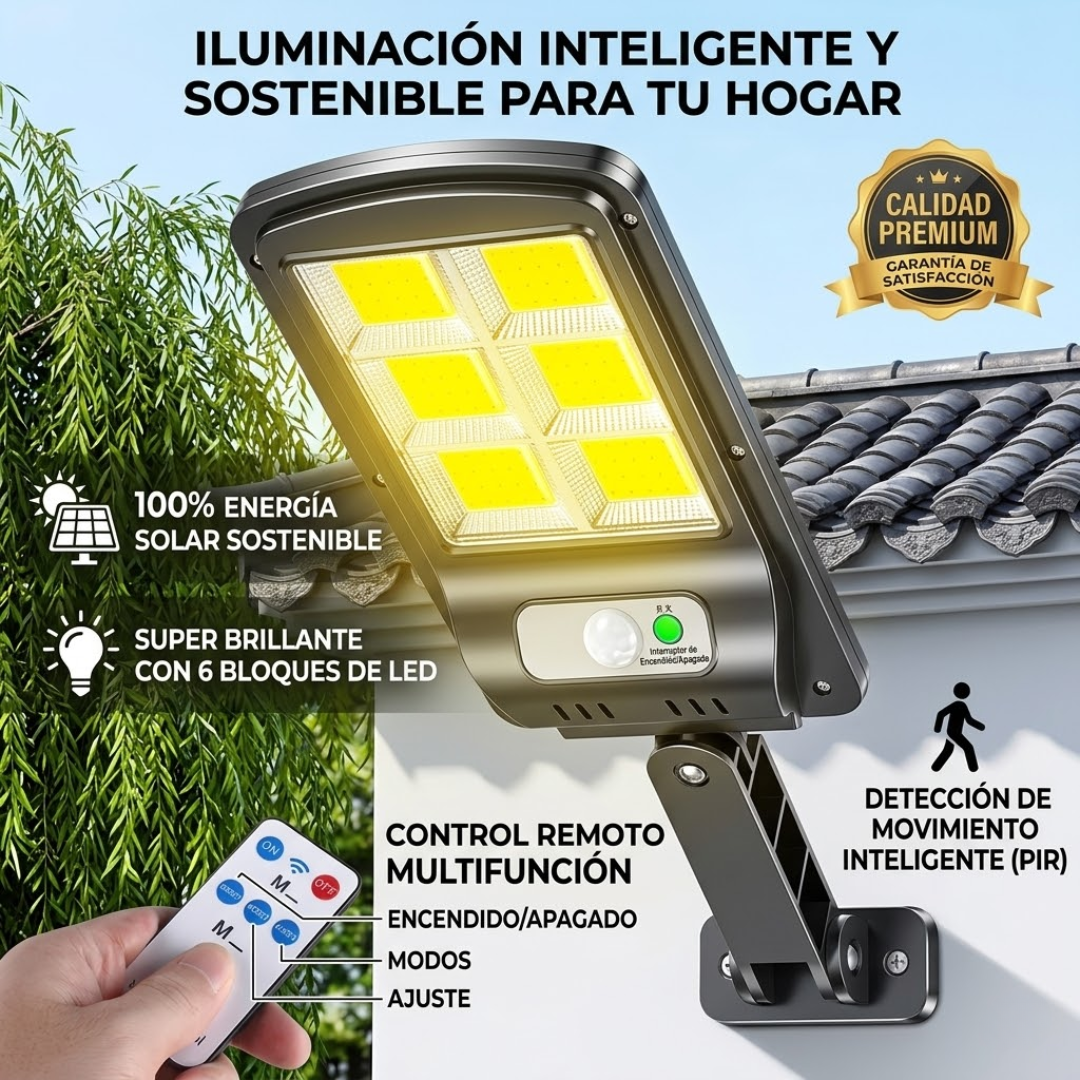 LÁMPARA SOLAR LED CON SENSOR – Ilumina exteriores sin cables ni consumo eléctrico