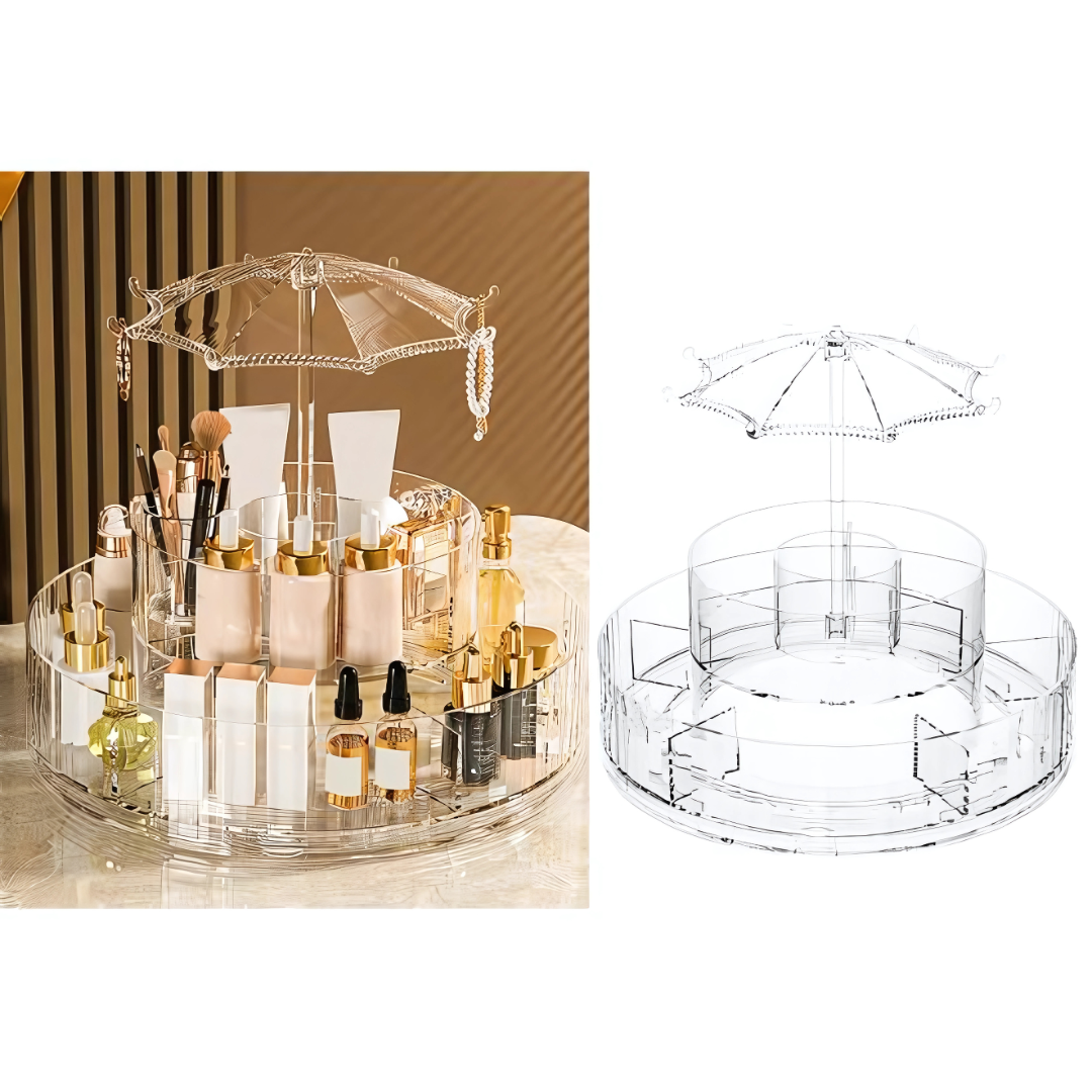 Organizador Giratorio Beauty Carousel - Todo tu maquillaje al alcance de un giro.
