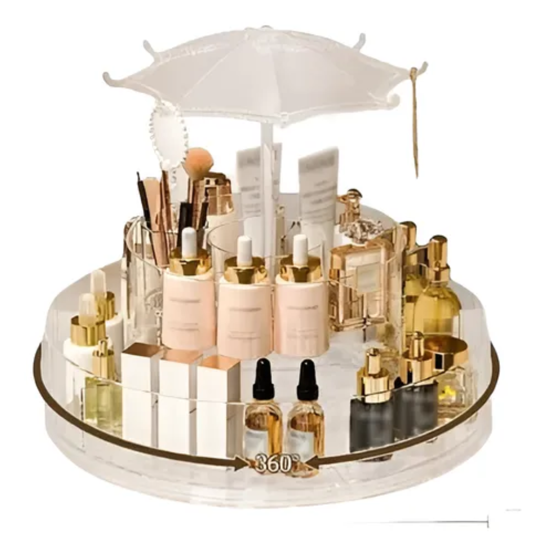 Organizador Giratorio Beauty Carousel - Todo tu maquillaje al alcance de un giro.