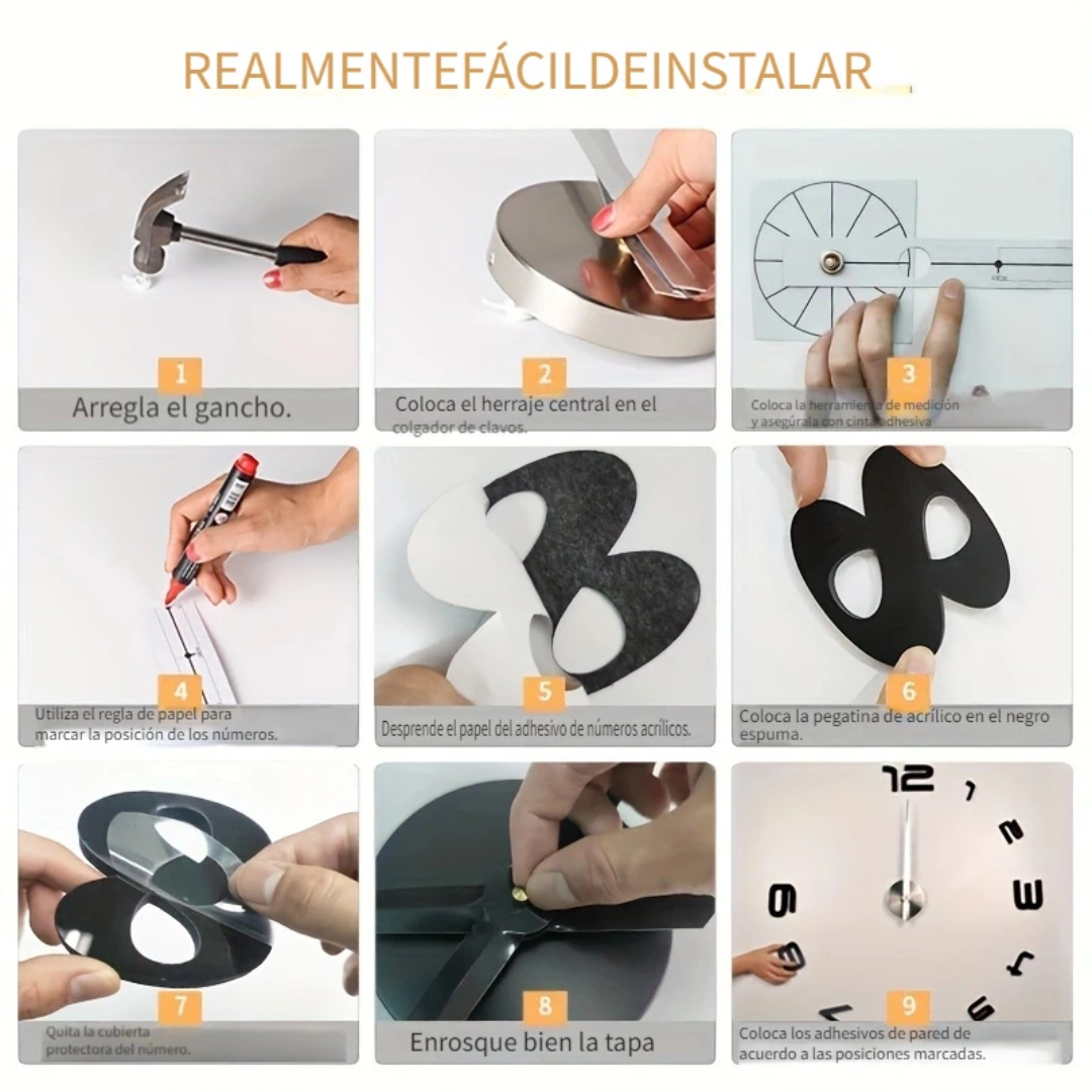 Reloj EchoWall 3D - Transforma tu espacio con elegancia, y nunca pierdas la noción del tiempo.