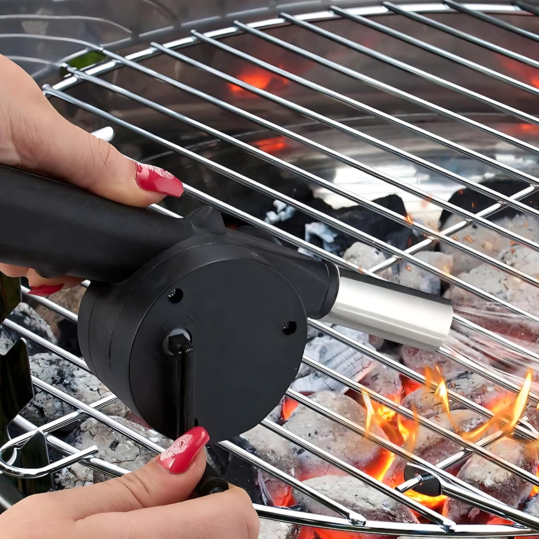 SOPLADOR MANUAL — Enciende el asado sin soplar, sin acercar la cara al humo y sin arriesgar los pulmones