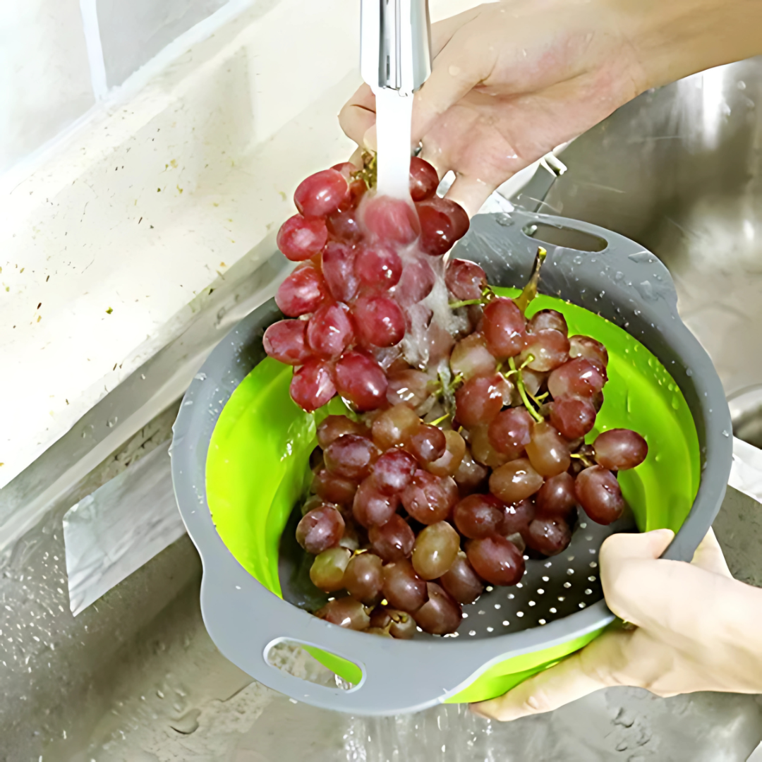 SET DE 3 COLADORES PLEGABLES DE SILICONA – 25CM – Practicidad, espacio y limpieza en tu cocina
