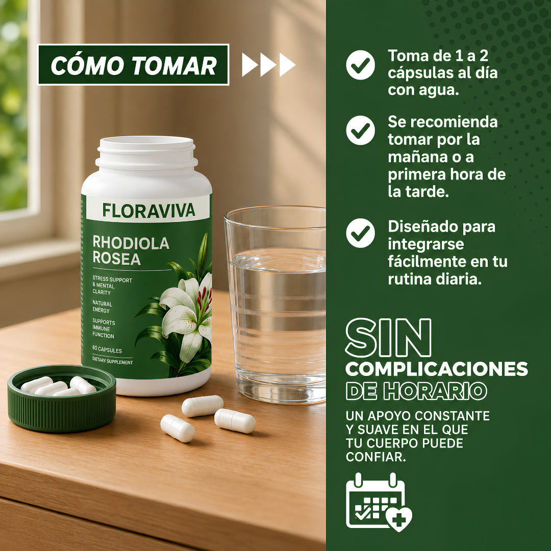 FLORAVIVA RHODIOLA ROSEA – Energía mental, resistencia al estrés y enfoque para rendir mejor cada día