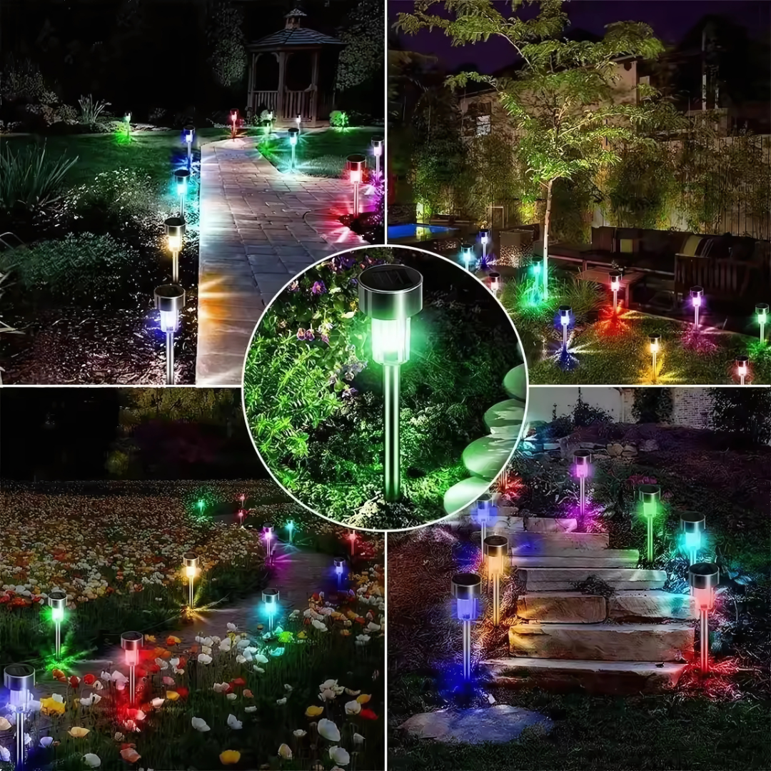 SET DE 3 LUCES SOLARES DE CAMINO – Iluminación ecológica y elegante para tu jardín