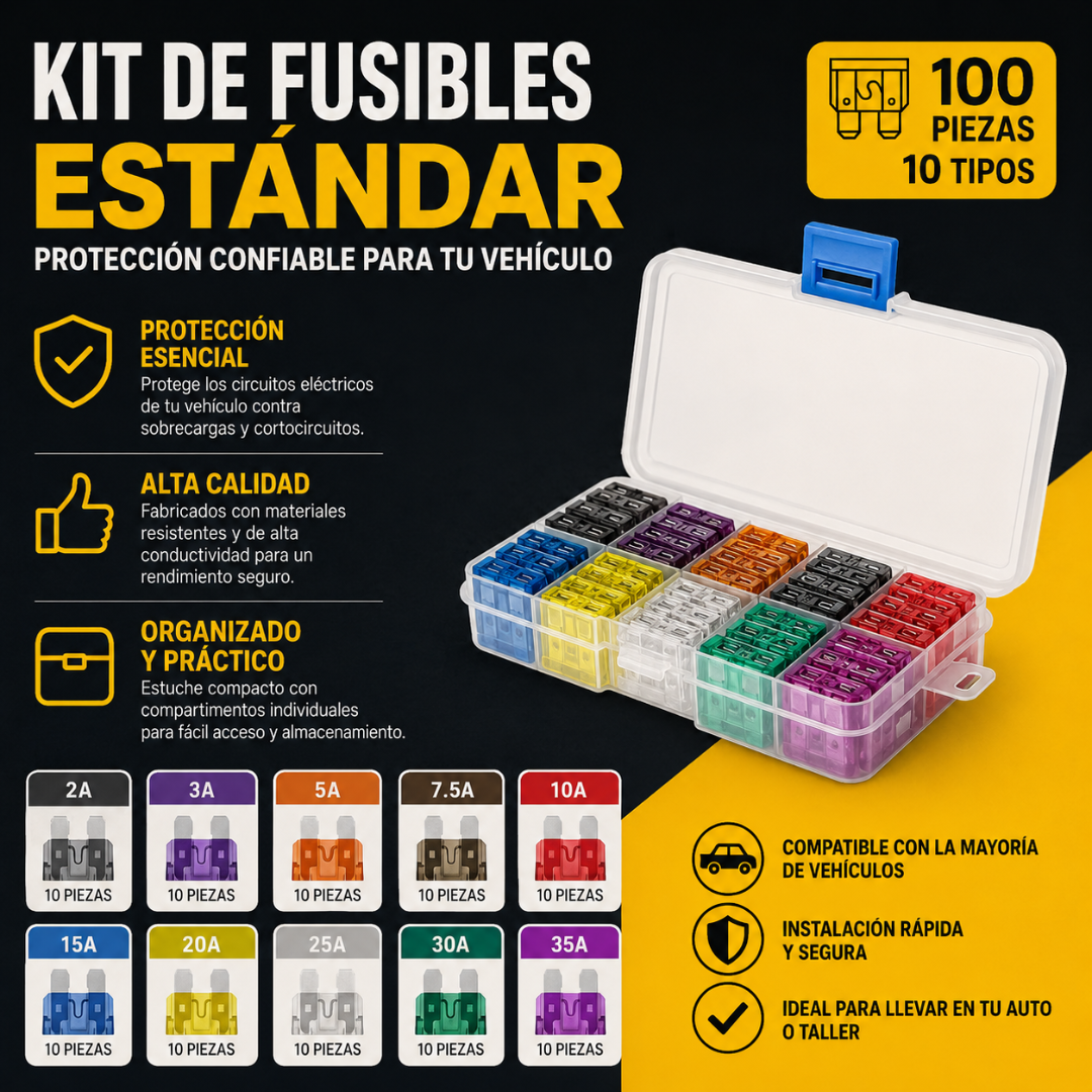KIT DE FUSIBLES – Protección eléctrica para carro, moto y vehículos con diferentes tamaños