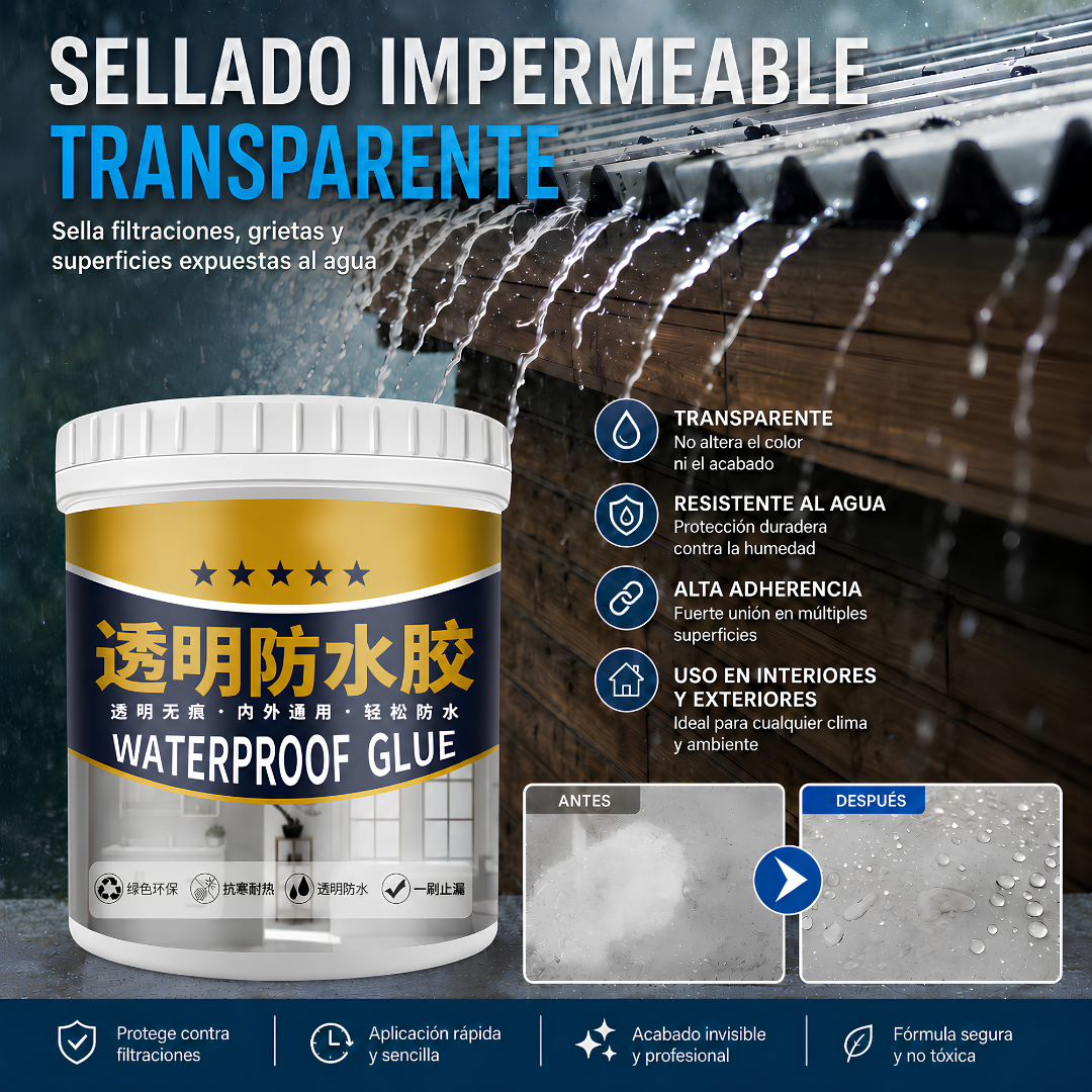 ADHESIVO IMPERMEABLE UNIVERSAL — Sella, protege y evita filtraciones