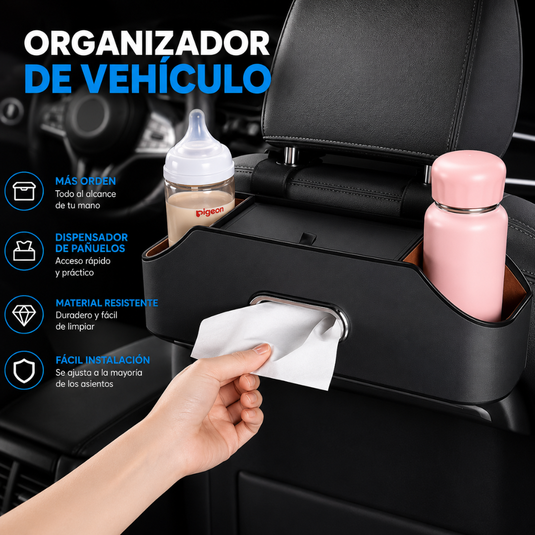 ORGANIZADOR DE VEHÍCULO — Sin derrames, sin desorden, sin perder nada