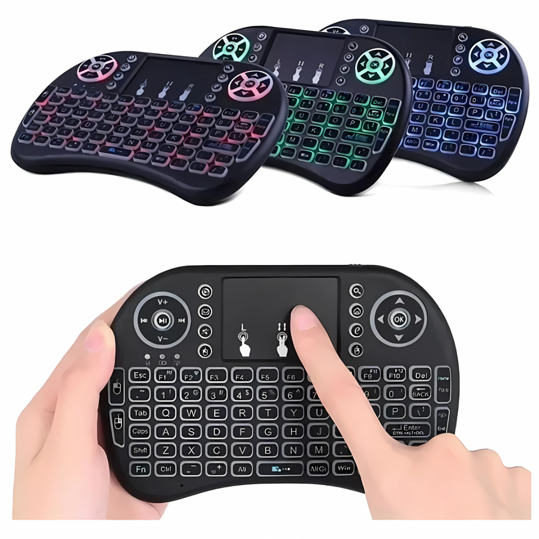 MINI TECLADO INALÁMBRICO BACKLIT – Control total para tu TV o PC desde el sofá