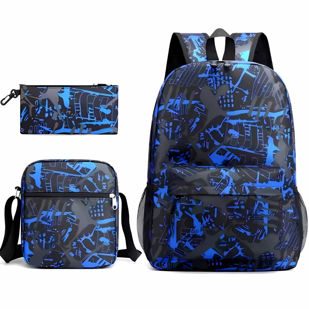 MOCHILA AZUL MILAN – Kit completo de mochila, lonchera y estuche