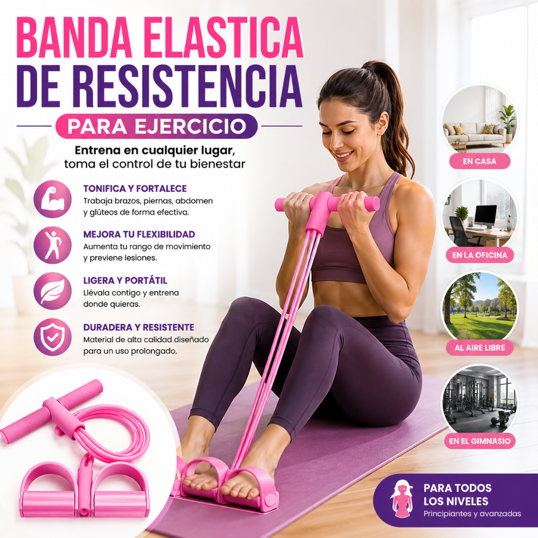 BANDA ELÁSTICA DE RESISTENCIA PARA EJERCICIO – Entrena todo tu cuerpo desde casa