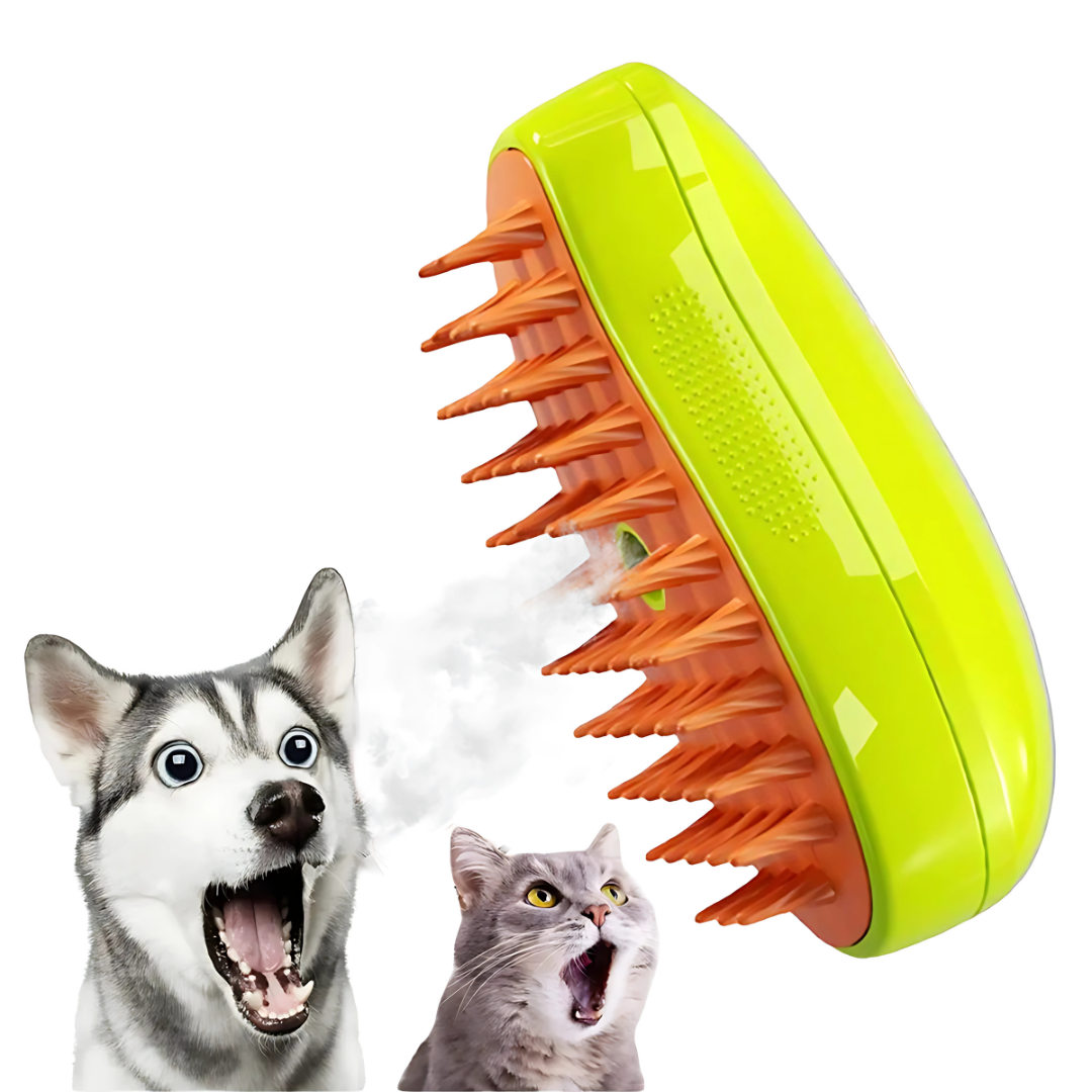 CEPILLO VAPORIZADOR MASCOTAS – Cepillado suave y sin estrés con limpieza profunda