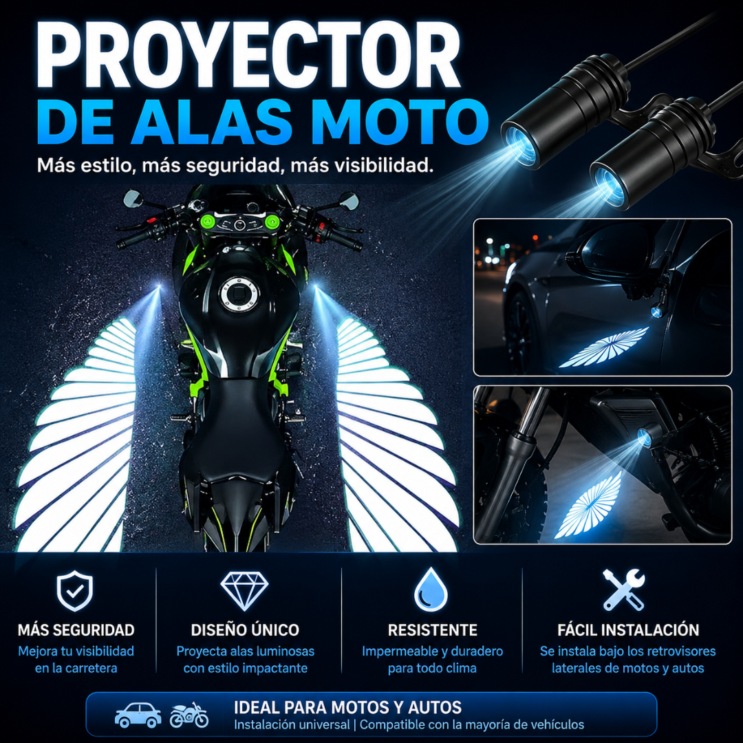 PROYECTOR DE ALAS MOTO - Lujo visual sobre ruedas
