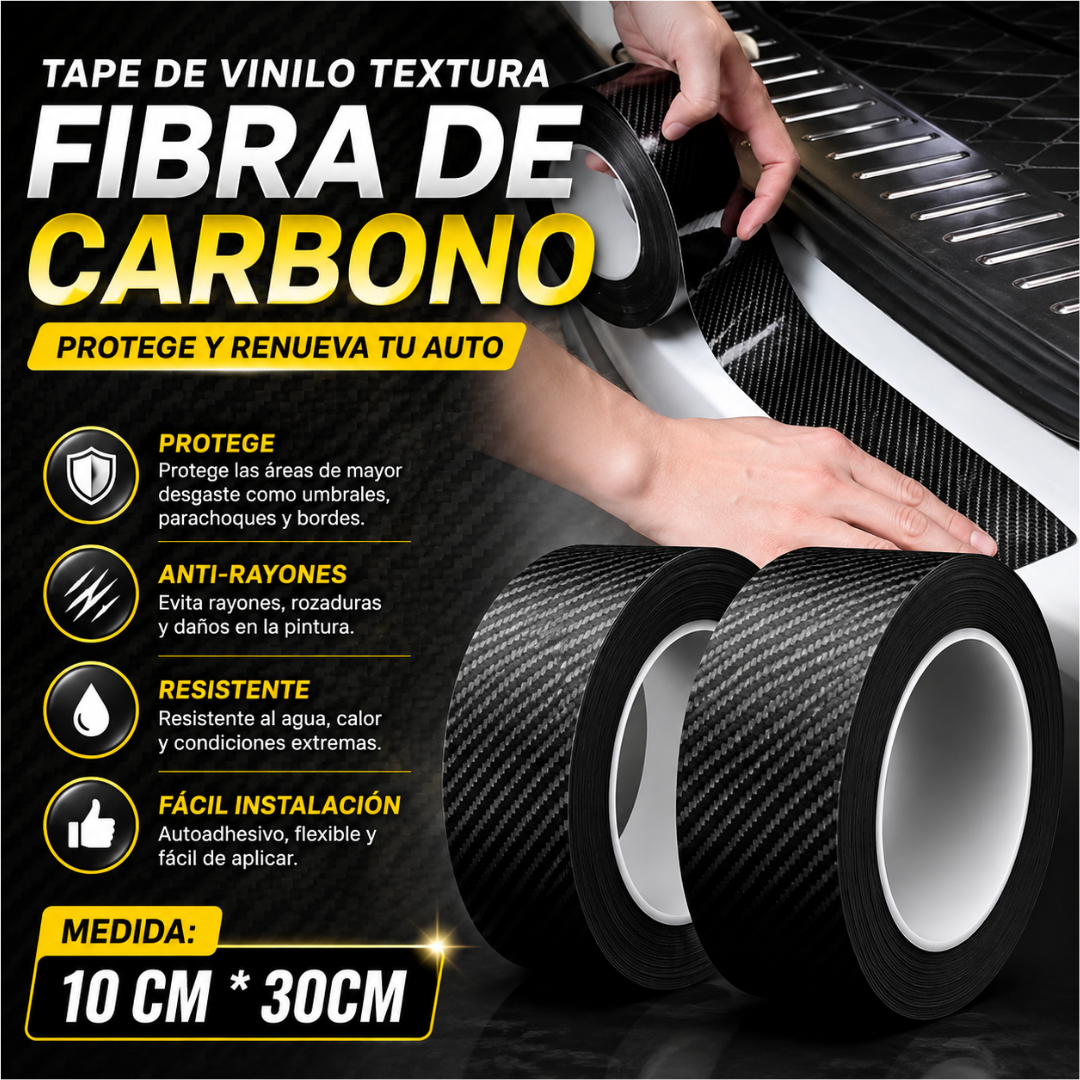 TAPE DE VINILO TEXTURA FIBRA DE CARBONO – Protección antirayones para carro
