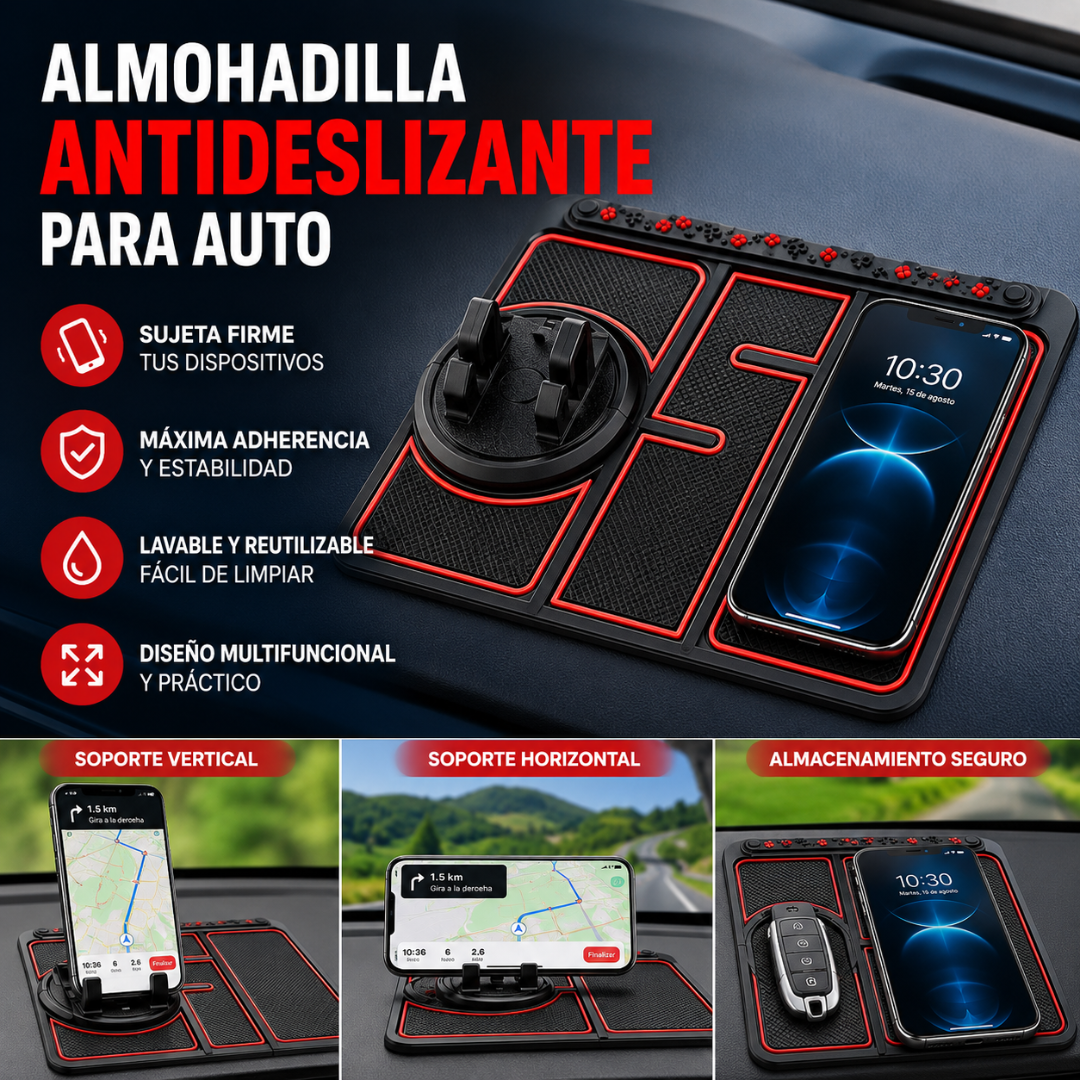 ALMOHADILLA ANTIDESLIZANTE PARA AUTO – Tu celular y objetos siempre seguros en el tablero