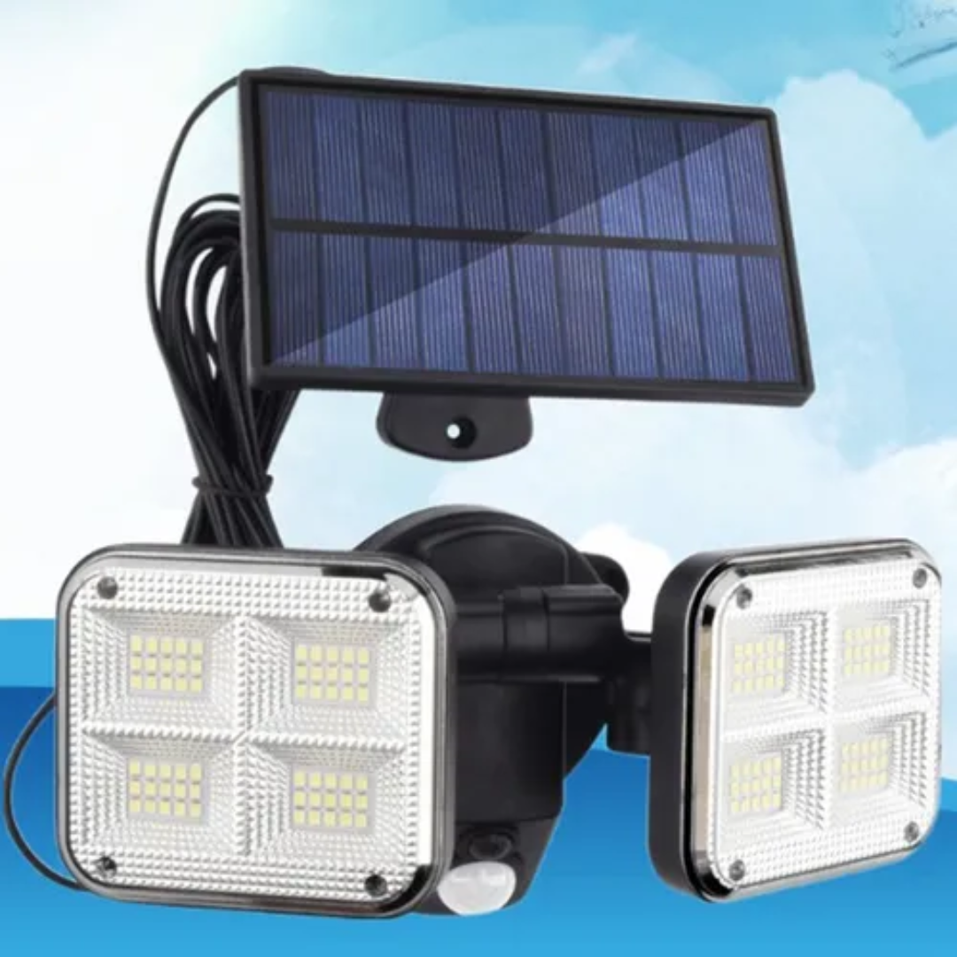 LUZ LED SOLAR 2 FOCOS – Iluminación potente y ecológica para exteriores