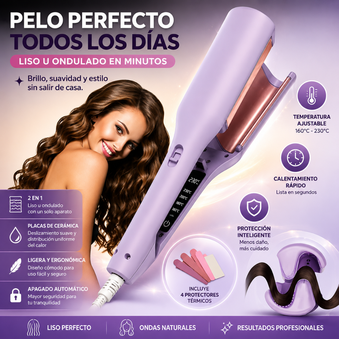 RIZADOR DE CABELLO ONDULADO – Ondas definidas y naturales en minutos, sin complicarte