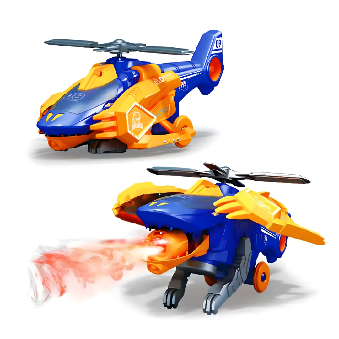 DINOSAURIO TRANSFORMER JUGUETE – 2 en 1: Dinosaurio + Avión, luces, sonido y diversión que cobra vida