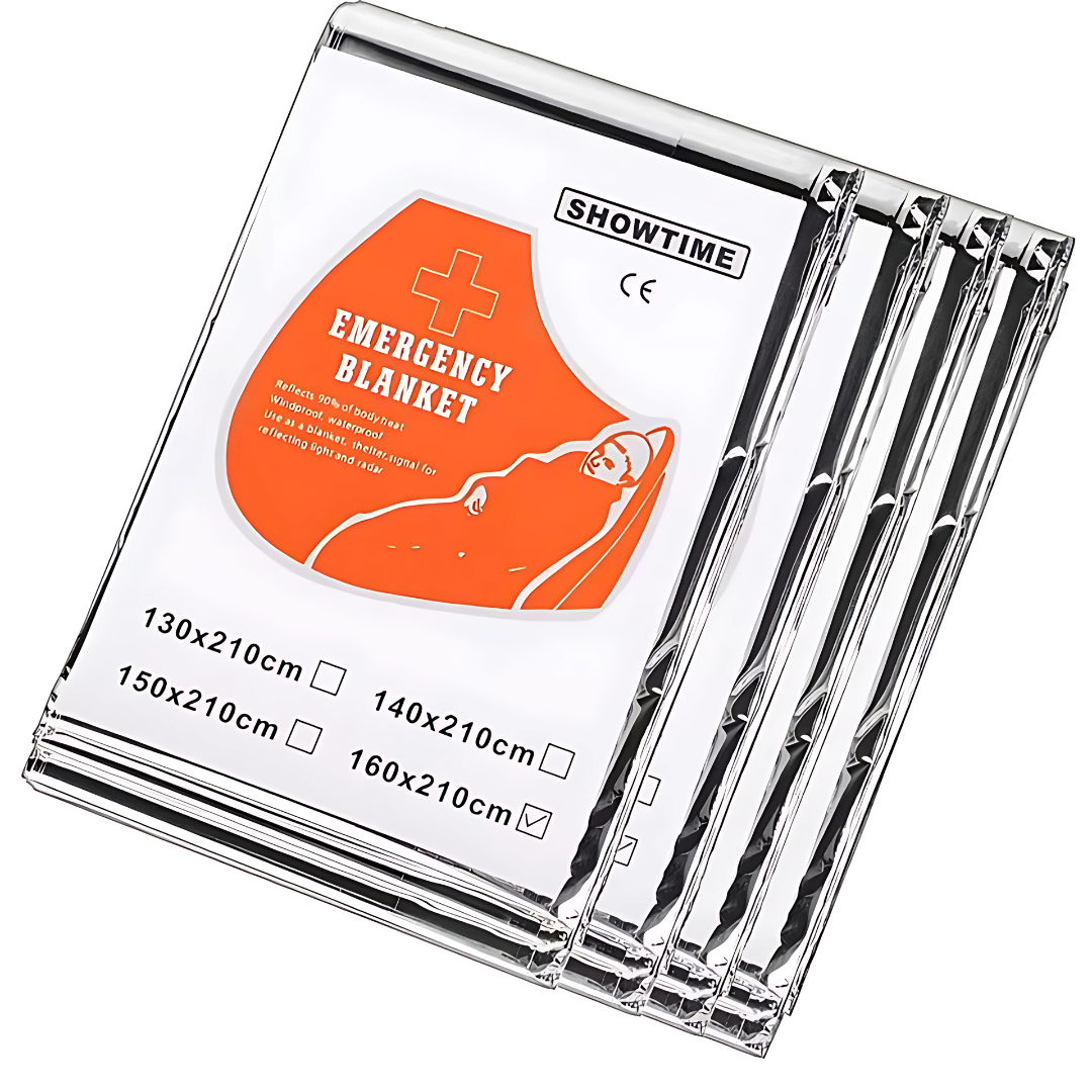 Pack 5 Und. Manta Térmica de Emergencia - No dejes que el frío te sorprenda: protección térmica compacta para emergencias o senderismo.