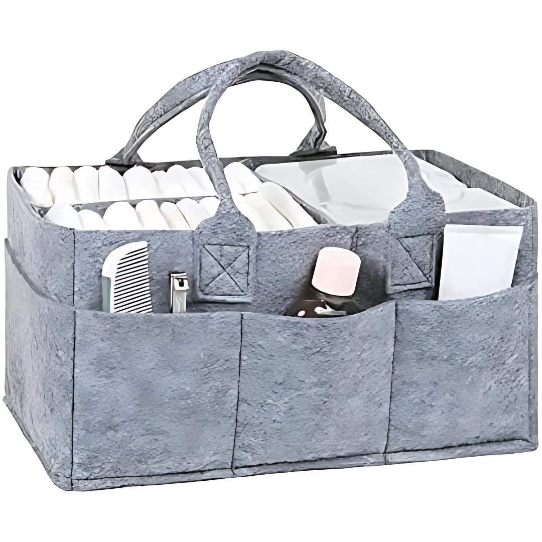 PAÑALERA DE FELPA GRIS CLARO – Organización práctica para el cuidado de tu bebé