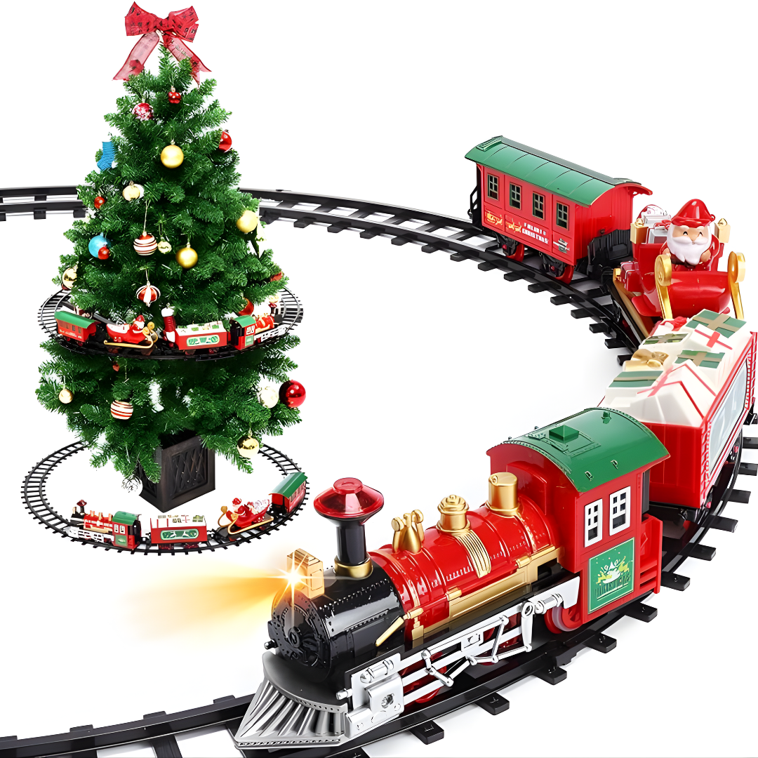 TREN NAVIDEÑO ELÉCTRICO PARA ÁRBOL – Magia en movimiento, espíritu festivo y un espectáculo que transforma tu Navidad