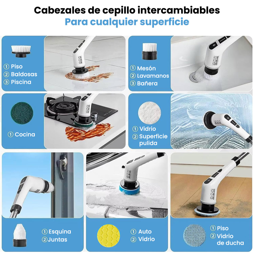 CEPILLO GIRATORIO — Limpieza profunda sin agacharte ni tallar de más