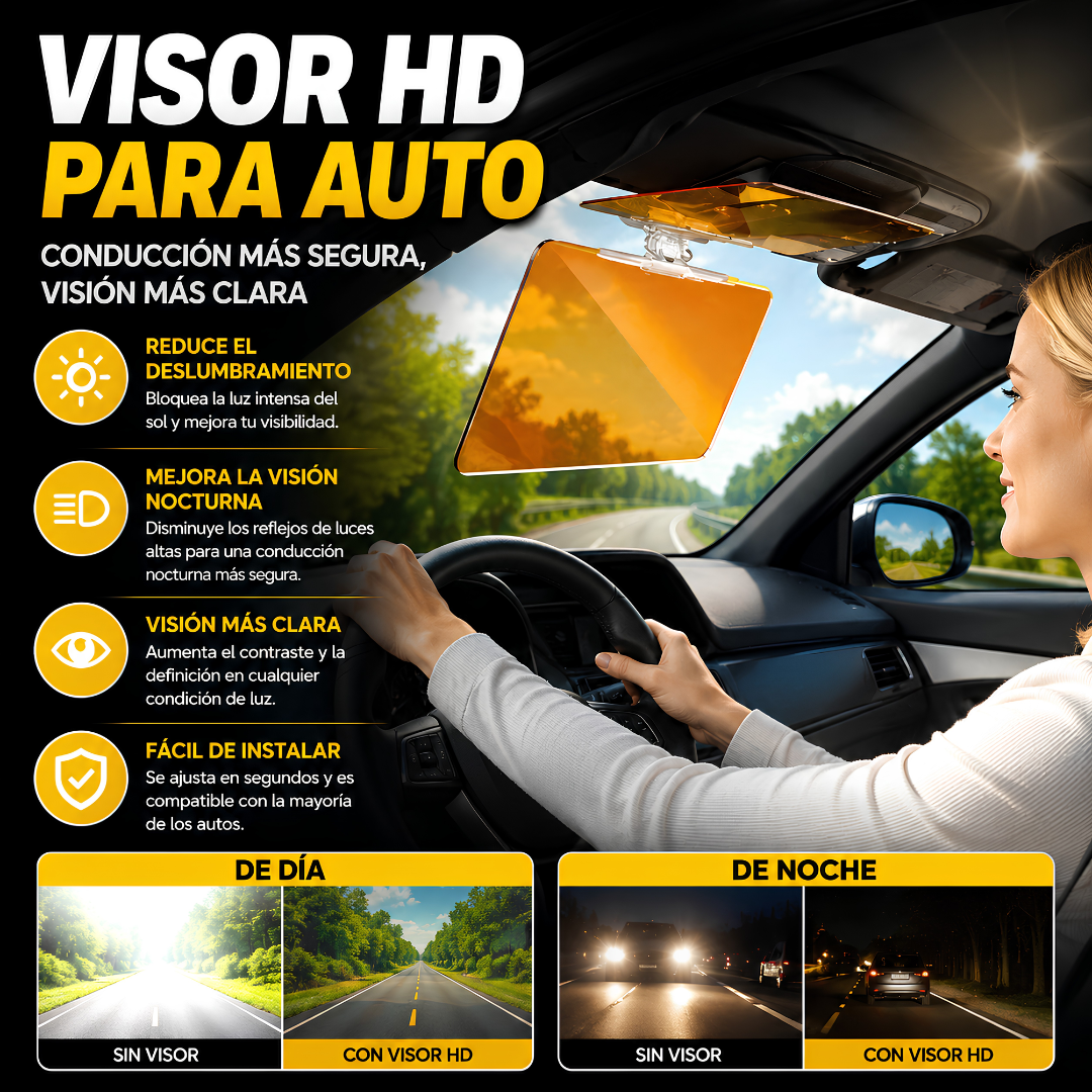 VISOR HD PARA AUTO – Maneja sin deslumbramientos, mayor claridad y seguridad en cada trayecto