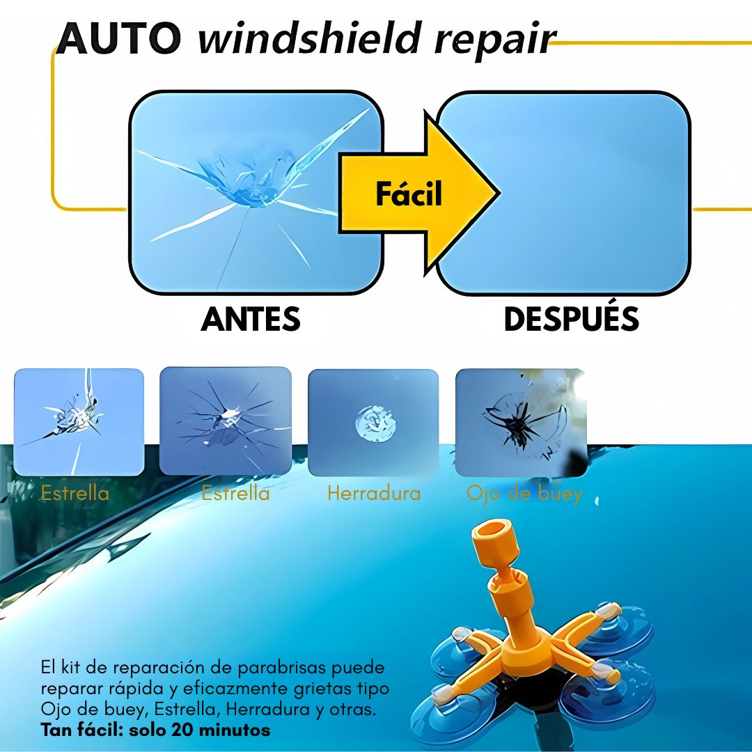 KIT REPARADOR DE VIDRIOS – Repara grietas y astillas sin ir al taller