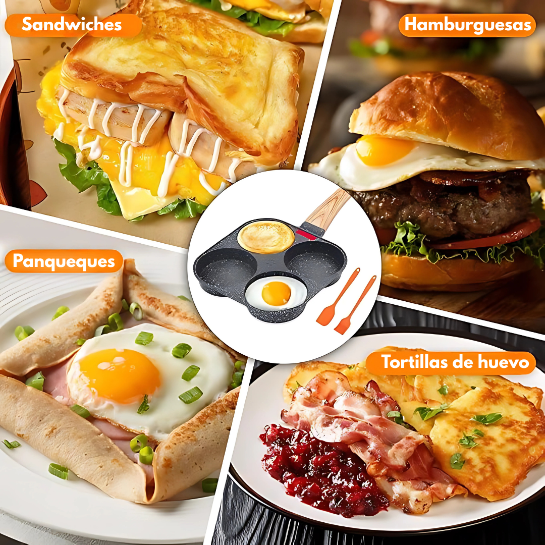 SARTÉN DE ALUMINIO 4 ESPACIOS – Cocina más rápido y sin mezclar sabores