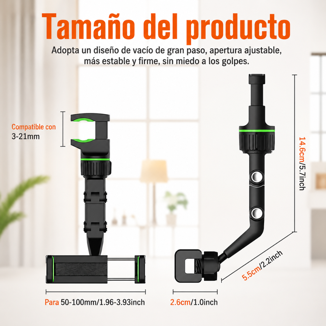 SOPORTE PARA CELULAR RETROVISOR – Manejo visible y seguro