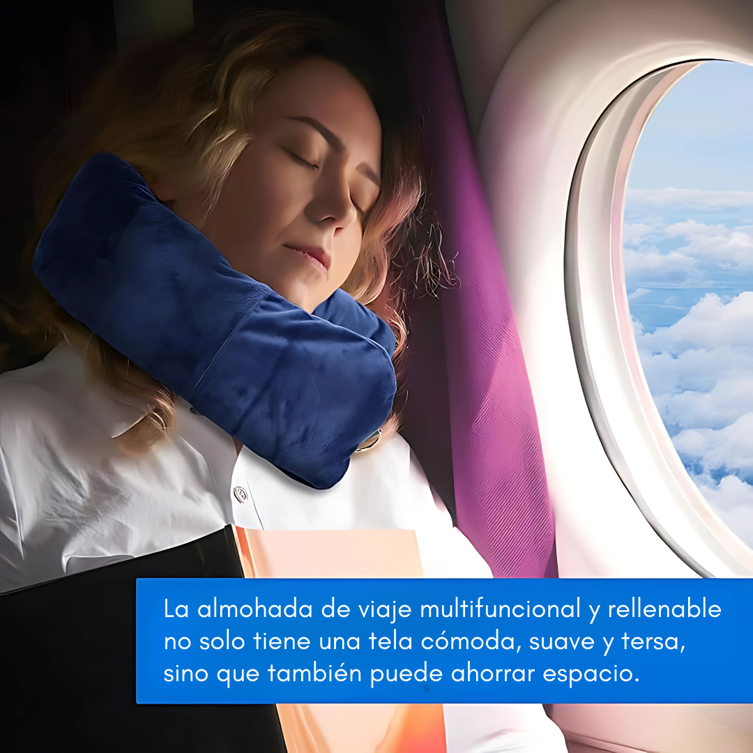 CUELLERA RELLENABLE AZUL PARA VIAJE – Comodidad personalizada en cada trayecto