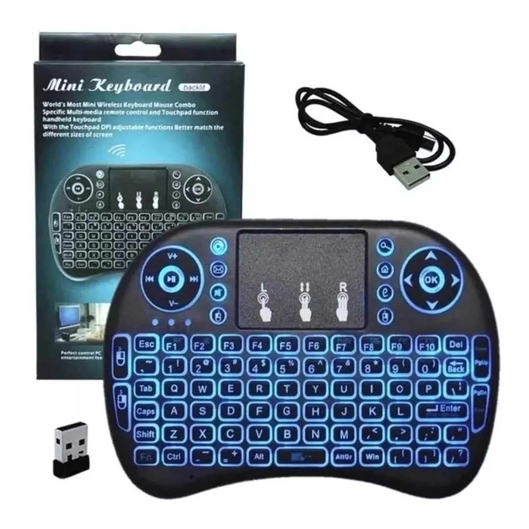 MINI TECLADO INALÁMBRICO BACKLIT – Control total para tu TV o PC desde el sofá