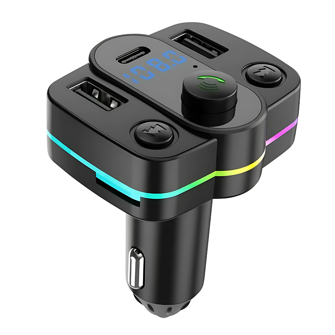 TRANSMISOR REPRODUCTOR BLUETOOTH Y CARGADOR USB-C PARA VEHÍCULO – Conduce con música, carga y libertad