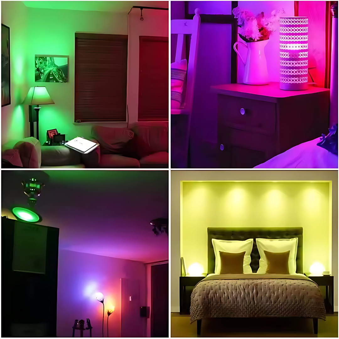 BOMBILLO DE LUZ LED EN MÚLTIPLES COLORES Y BOCINA BLUETOOTH INTEGRADA – Ambiente, sonido y estilo en una sola lámpara