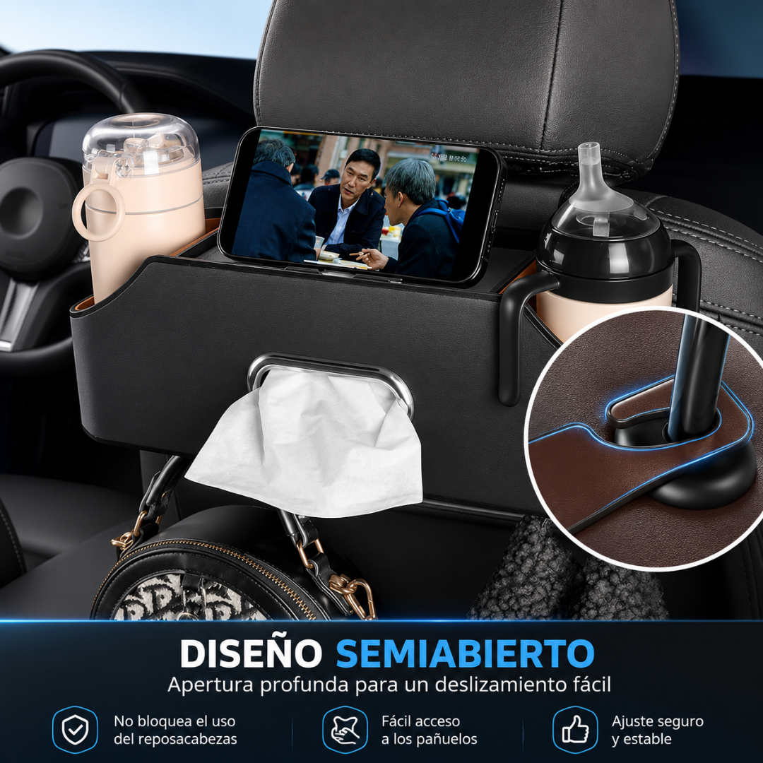 ORGANIZADOR DE VEHÍCULO — Sin derrames, sin desorden, sin perder nada