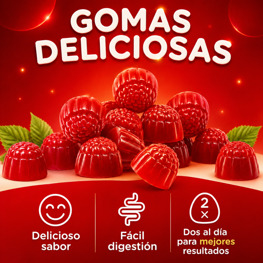 VINAGRE DE MANZANA 60 GUMIES – Abdomen más plano, digestión ligera y control natural del apetito en forma deliciosa